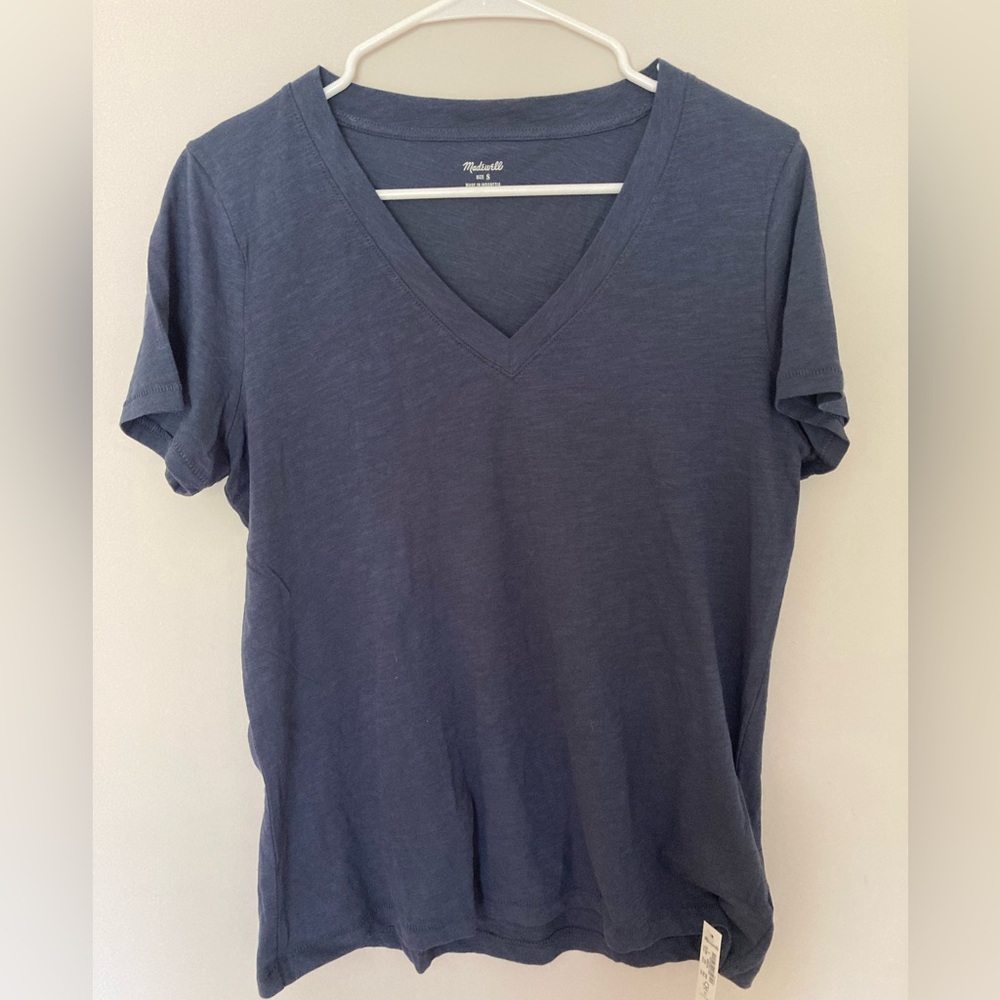 NWT Madewell Whisper Cotton V-Neck in Navy Size S